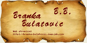 Branka Bulatović vizit kartica